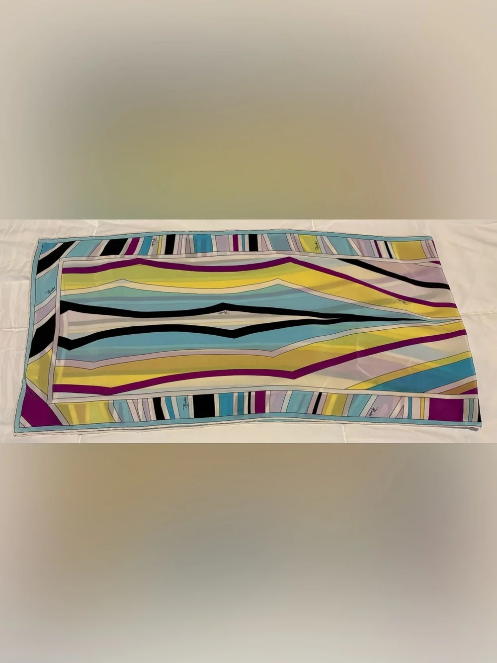 Emilio Pucci Vintage Geometric Silk Scarf 12.5”x 51”